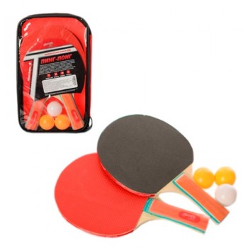 ракетка №4 2шт., EVA+ гума, ручка набірна, 3 кульки 40мм., у чохлі 17х27х4см.  MS 0221  (40)