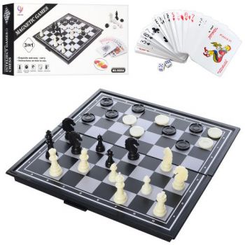 шахи магнітні 3в1 (шашки, карти) в кор. 24,5х12,5х4см.  9888А  (36)