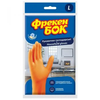 рукавиці гумові господарські Фрекен Бок помаранчеві, розмір L