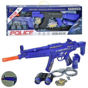 набір поліції автомат, звук, світло, ніж, наручники, жетон, в кор. 46х29х5см.  JC052-58  (18)