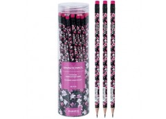 олівець чорнографітний Axent Floral Black з гумкою, НВ  9009/36-14-А  (36/432/34...