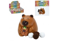 іграшка-антистрес капібара 6см., мішура, 16шт. в диспл. 28х21х8см.  MS 4704  (12...