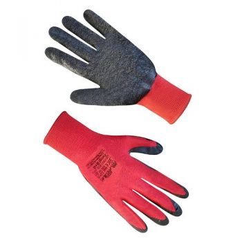 рукавиці Seven синтетичні червоні з чорним неповним спіненим латексним покриттям  69977  (12)