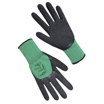 рукавиці Seven синтетичні зелені з чорним спіненим латексним покриттям  70028  (12)