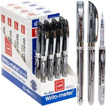 ручка Cello Writo-meter Gel 1,5км. гелев. черн.  G01-BK  (12/72/864)