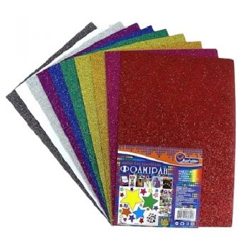 фоаміран J.Otten А4 з гліттером EVA 1,7мм. набір 10кол., без клейового шару  17GLA4-Mix1  (96)