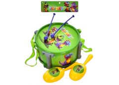 барабан 18см., 2 палички, маракаси 15см., в кул. 27,5х26х9см.  808-1F  (72)