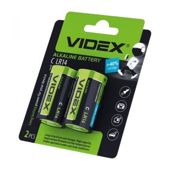 батарейка Videx Alkaline LR14  1x2 на бліст.  (24/96)