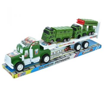 трейлер інерц. військовий 42см., 2 машинки, в слюді 43,5х13,5х9см.  899-150  (60)