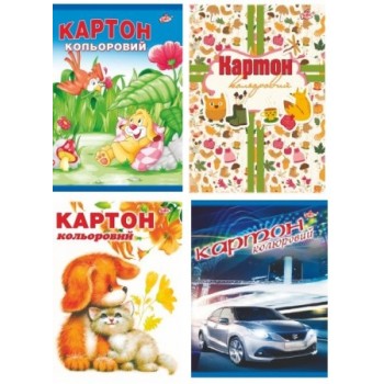 картон кольоровий Бріск УВ-28  А4 14арк./7кол. в папці  (10/100)