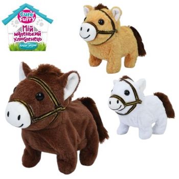 м`яка іграшка конячка 18х22х9см., звук, ходить, на бат. в кул.  YG0263  (50)