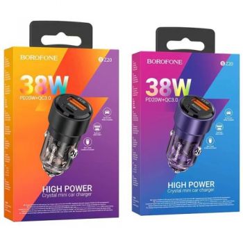 автомобільний зарядний пристрій Borofone Smart 38W dual port PD20W+QC3.0  BZ20