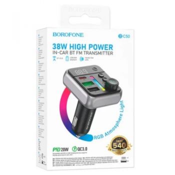 автомобільний зарядний пристрій Borofone з FM-модулятором Ascenso PD20W+QC3.0  BC50