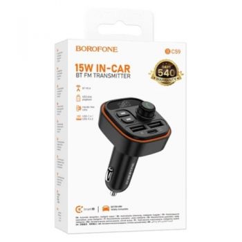 автомобільний зарядний пристрій Borofone з FM-модулятором Heroic  BC59
