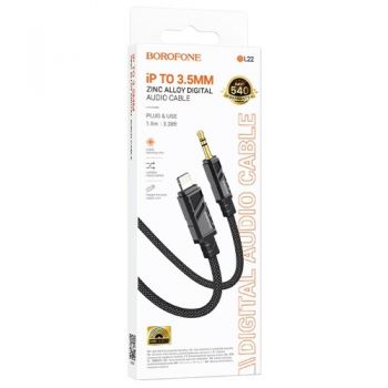 аудіокабель Borofone  iP to 3.5mm male, nylon braid, 1м.  BL22