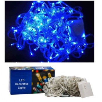 електрогірлянда 200 ламп LED, прозорий шнур,  8функц., синє cвітло  RV-6 B  (100)