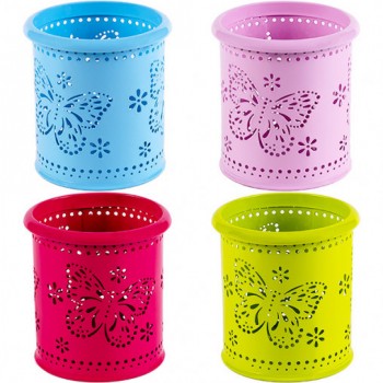 стакан для ручок J.Otten металевий Метелик. кольоровий мікс 9,5х8см.  3548  (12/96)