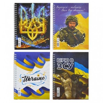 блокнот Polly спіральний, тверда лам. обкл. А5/ 48арк. патріотичний, клітинка  (12)