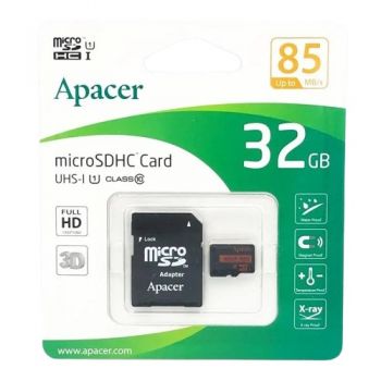 карта пам`яті Apacer micro SDHC  32Gb Class10  R85MB/s + адаптер