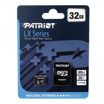 карта пам`яті Patriot LX Series micro SDHC 32Gb Class10  UHS-I + адаптер