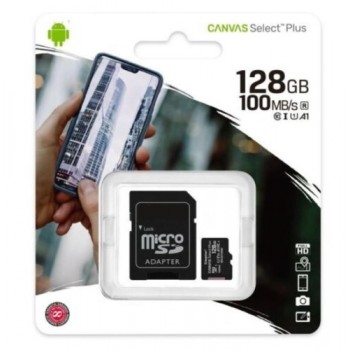 карта пам`яті Kingston micro SDXC 128Gb  Canvas Select Plus Class 10 (R-100MB/s) + SD адаптер