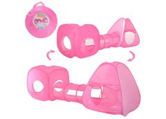 намет з тунелем піраміда-куб 230х76х49см., рожевий, в сумці 42х42х5см.  М 2958-1...