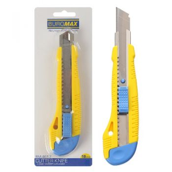 ніж універсальний Buromax 18мм., мет. направляюча, пласт. корпус  ВМ.4617  (12/144)