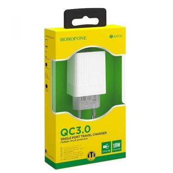 зарядний пристрій Borofone Mighty speed на 1 USB QC3.0, 3A  BA47A
