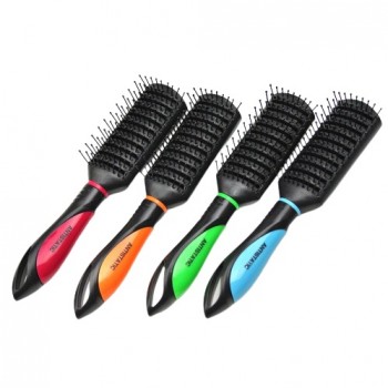 гребінець масажний пл. прямокутний чорний з кольоровою ручкою  9552-70  (24/144)