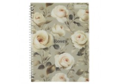 зошит на спіралі Buromax Arabeski В5/80арк. пласт. обкл., клітинка, світло-сірий...