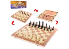 шахи дерев`яні 3 в 1 (шахи/шашки/нарди) в кор. 39,5х20,5х4см.  QP002  (18)