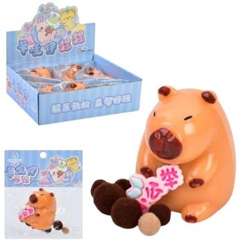 іграшка-антистрес капібара 6см., мішура, в кул., 12шт. в диспл. 28х9х20см.  YG0127  (288)