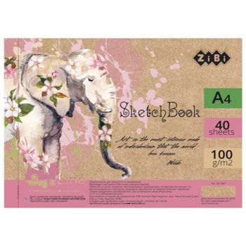 скетчбук Zibi Art Line А4/40арк. на спір., білий блок 100гр./м2   ZB.1487  (10)
