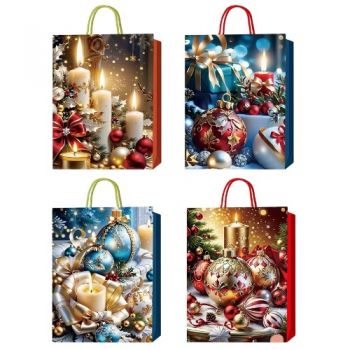 пакет подар. Buromax паперовий новорічний 18х23х8см., тиснення фольгою  ВМ.2000124  (12/720)