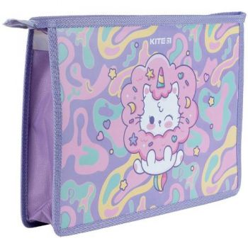 тека Kite А4 на блискавці Rainbow Catcorn  К24-428-1  (12/144)