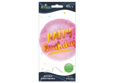 кулька фольгована Pelican Happy Birthday з мішурою рожева 45см.  835150