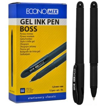 ручка Economix Boss гелева чорна 1,0мм.  Е11914-01  (12/144)