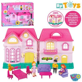 будиночок 23,5х24х12см., 4 фігурки, меблі, звук, світло, на батар. в кор. 53х38х7,5см.  16526А  (12)