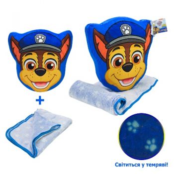 м`яка іграшка Paw Patrol подушка 38х41х7см. з пледом 118х80см., світиться в темряві  КН70/001L  (8)