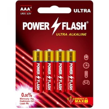 батарейка Power Flash Ultra Alkaline LR 03  1x4 на бліст.  (48/960)