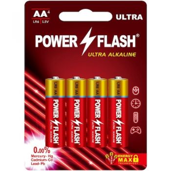 батарейка Power Flash Ultra Alkaline LR 6  1x4 на бліст.  (48/960)