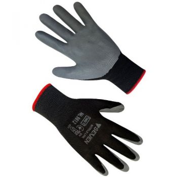рукавиці Seven синтетичні чорні з сірим нітриловим покриттям  69812  (120)