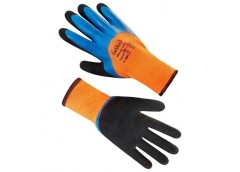 рукавиці Seven синтетичні помаранчеві з подвійним латексним синьо-чорним покритт...