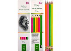 олівець чорнографітний Color-It неоновий, НВ  CR255-12  (12/72/2880)