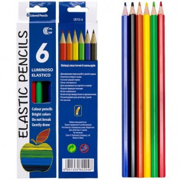 олівці кольор. Color-It Luminoso elastico гнучкі пластикові  6кол.  CR755- 6  (12/480)