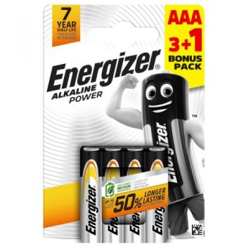 батарейка Energizer Alkaline Power LR 03  3+1шт. бліст. (4/48)