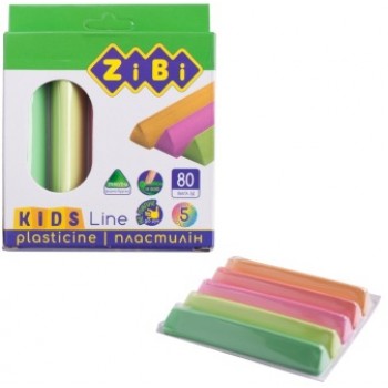 пластилін Zibi Kids Line трикутний м'який восковий з дод. каучуку неон  5кол./80гр. ZB.6229 (24/288)
