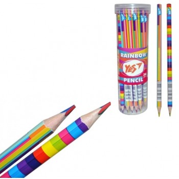 олівець кольоровий YES Rainbow трикутний з чотириколірним грифелем  290575  (36/216)