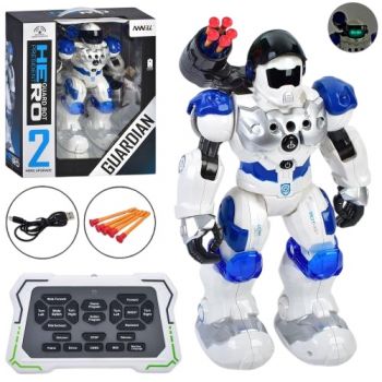 робот р/к 31см., акум., їздить, танцює, муз., св., стріляє, USB-зар., в кор. 32х37х15см.  8088  (6)