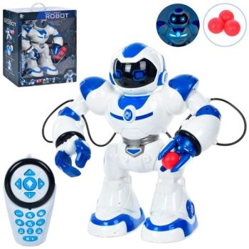 робот р/к 39см. програм. ,танцює, муз., св., ходить, стріляє, на бат. в кор. 48х45х19см.  J1039A (2)